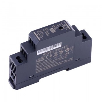 Alimentation rail din CNC MeanWell HDR-15-5 15W 5VCC 2,4A 115/230VCA