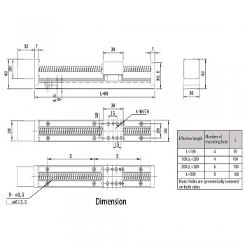 Rail de guidage linéaire actionneur linéaire FSL30 50-300mm avec moteur pas à pas Nema 14