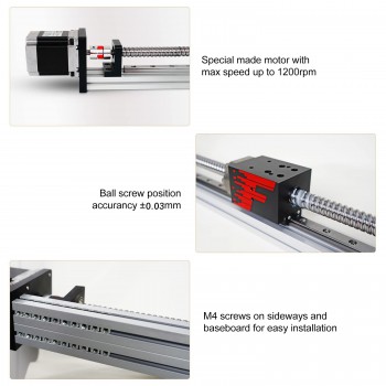 Actionneur à vis à billes linéaires Étape de guidage linéaire CNC FSL40 500mm avec moteur pas à pas Nema 23