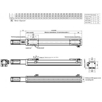 Actionneur linéaire à guidage linéaire pour charges lourdes FSL80 100-1200mm avec moteur pas à pas Nema 24