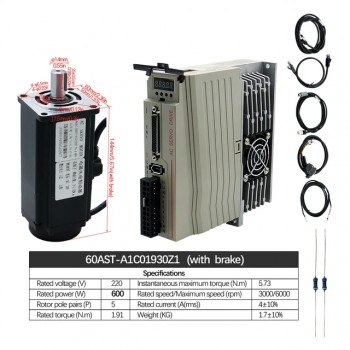 Kit de servomoteur ca 400 W/600 W/750 W/1000 W + Driver 110V/220V 1,27 Nm-3,8 Nm pour systèmes CNC et PLC