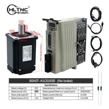 Kit de servomoteur ca 400 W/600 W/750 W/1000 W + Driver 110V/220V 1,27 Nm-3,8 Nm pour systèmes CNC et PLC