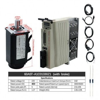 Kit de servomoteur ca 400 W/600 W/750 W/1000 W + Driver 110V/220V 1,27 Nm-3,8 Nm pour systèmes CNC et PLC