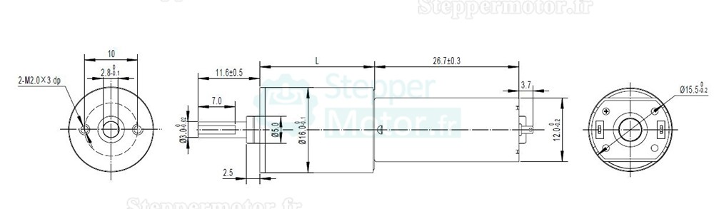 2 Pièces Φ16mm 12V/24V Motoréducteur CC brushed moteur PMDC GMP16-050SH avec rapport 4~1024 réducteur planétaire