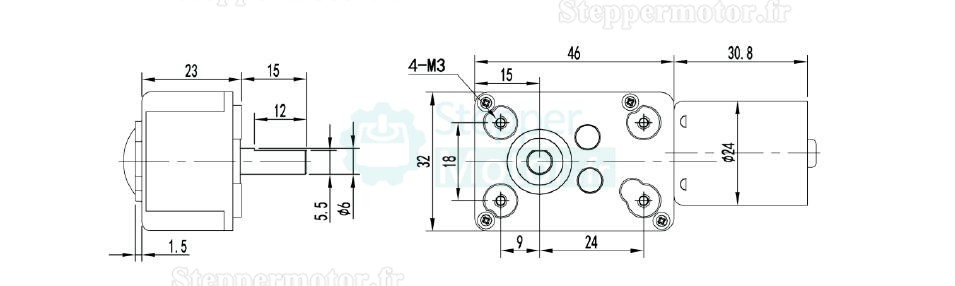 2 Pièces 12V/24V Motoréducteur bldc 2,7W arbre 6mm avec réducteur à vis sans fin à arbre de sortie à 90 degrés