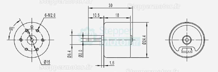 2 Pièces Moteur CC sans balais (moteur bldc) TEC2418 Φ24.4mm 12V/24V 0,02Kg.cm 5100tr/min / 7500tr/min arbre 2mm