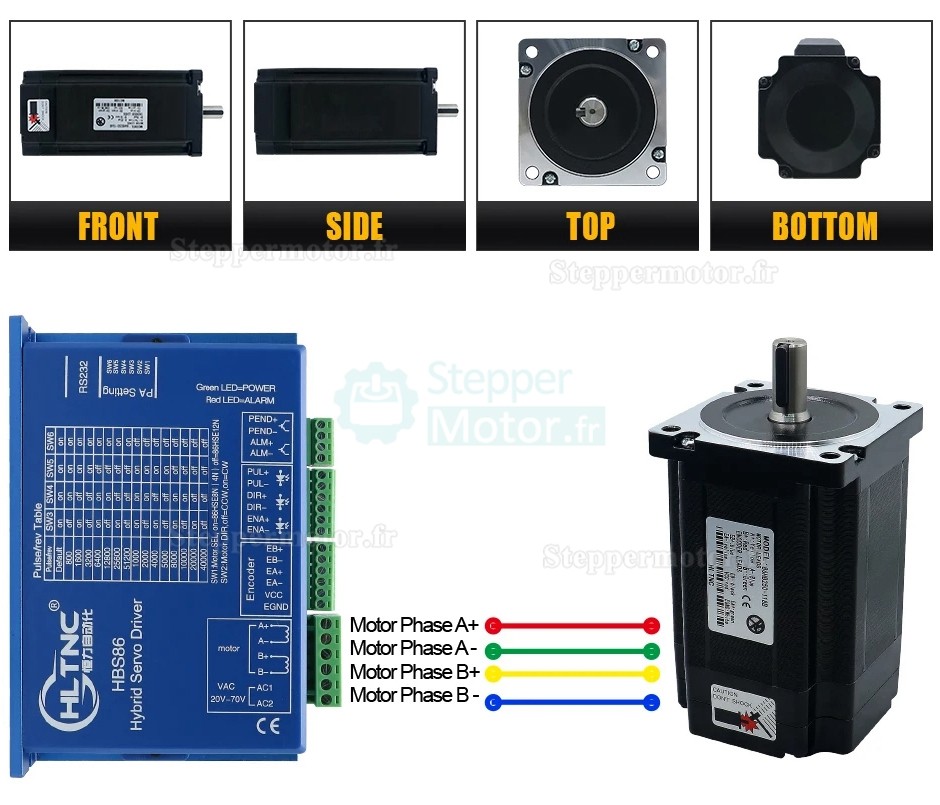 Kit moteur pas à pas boucle fermée Nema34 86HB250-118B-HBS86 No Brake 1,8Deg 8N.m + Driver HBS86