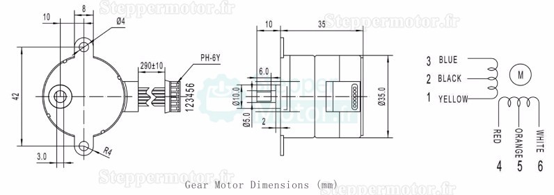 2 Pièces 12V motoréducteur pas à pas cc brushed GM37-35BY 7,5°avec rapport 6~810 arbre parallèle