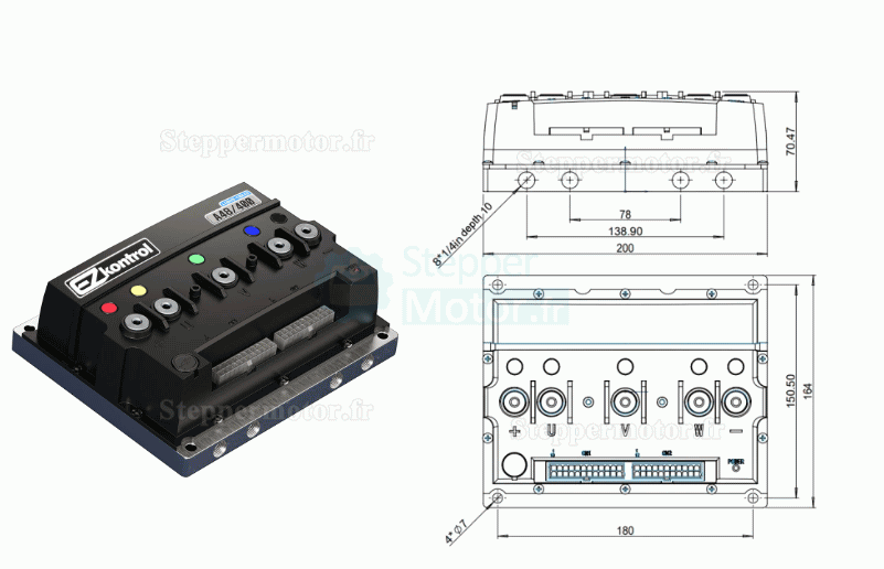 Driver moteur cc brushless série EZkontrol pour moteur CC brushless 3KW 48V/72V/96V 100A -500A