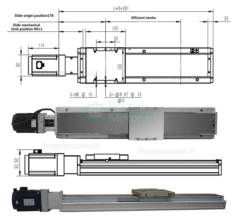 Module linéaire à double rail actionneur linéaire FCH140 50-1250mm avec servomoteur 400 W