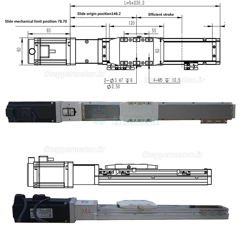 Module linéaire à double rail actionneur linéaire FCH60 50-1000mm avec servomoteur 400 W