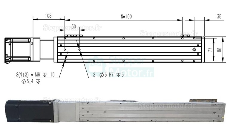 Module linéaire à double rail actionneur linéaire FCH90 50-1100mm avec servomoteur 400 W