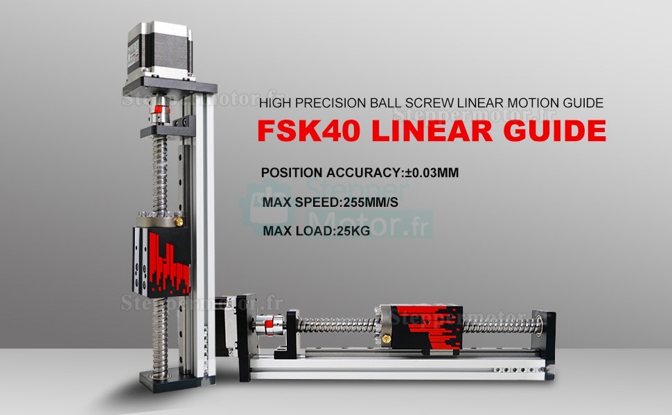 Rail de guidage linéaire actionneur linéaire FSL40 50-1000 mm avec moteur pas à pas Nema 23