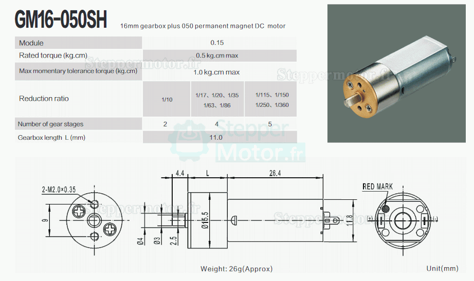 2 Pièces Φ15,5mm 6V/12V motoréducteur CC brushed moteur PMDC GM16-050SH avec rapport 18~336 réducteurs arbre parallèle