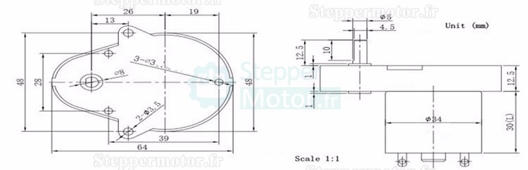 2 Pièces 12V/24V motoréducteur CC en forme de poire avec réducteur à vis sans fin GM48-3530