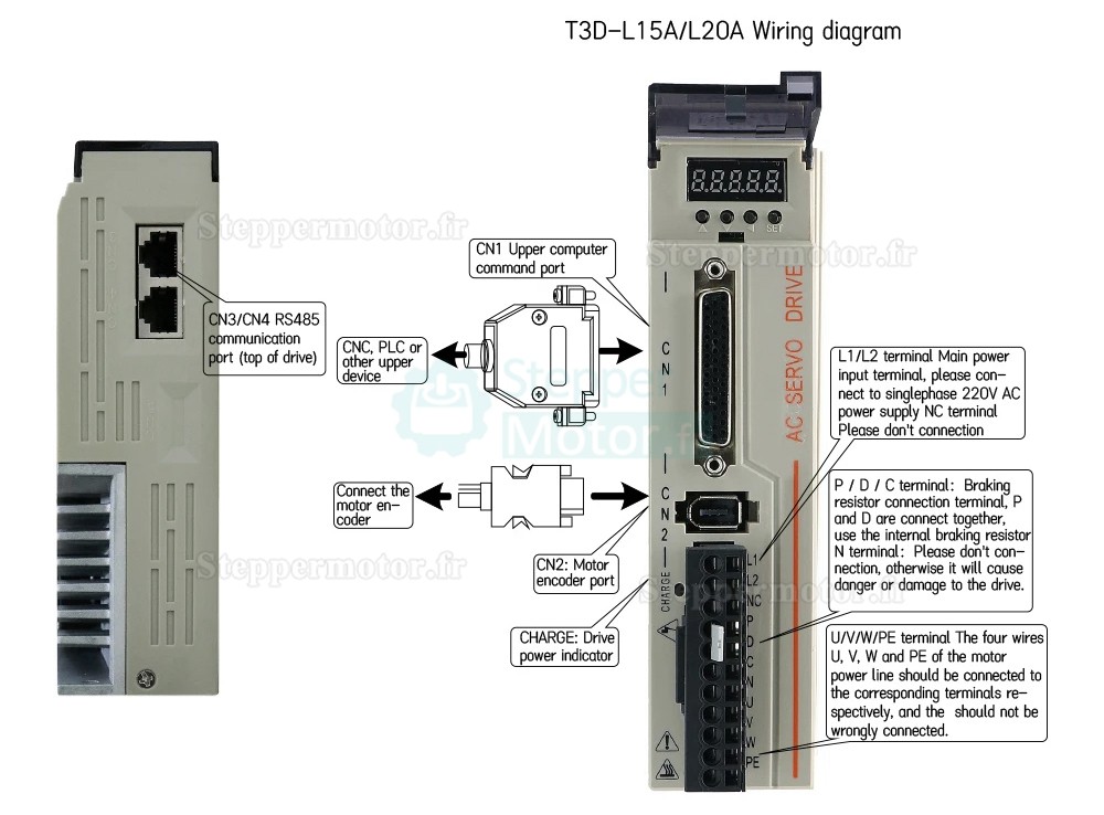 Kit de servomoteur ca 400 W/600 W/750 W/1000 W + Driver 110V/220V 1,27 Nm-3,8 Nm pour systèmes CNC et PLC