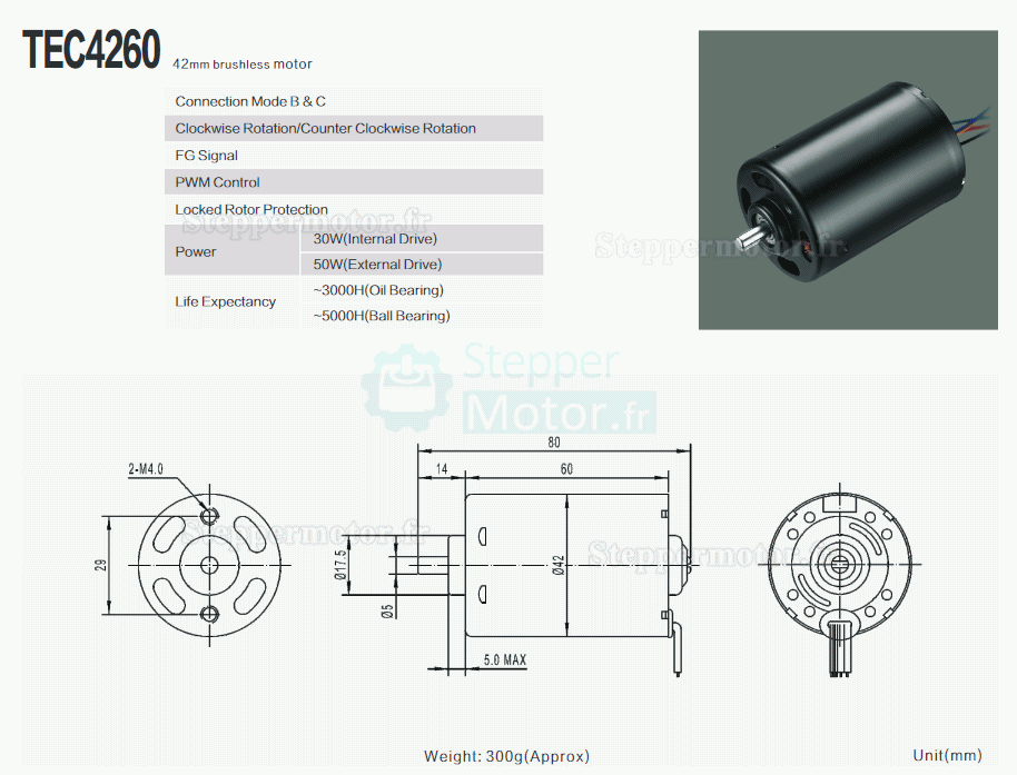 2 Pièces Kit moteur CC sans balais (Moteur CC sans balais + Driver moteur à courant continu) TEC4260 12V/24V 500g.cm