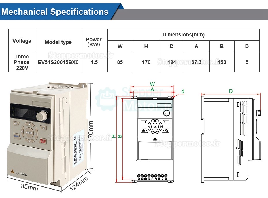 Kit moteur de broche cnc refroidi par air 1,5 kW 400 Hz ER11 + variateur de fréquence VFD 2 CV VSK-ASL1.5B