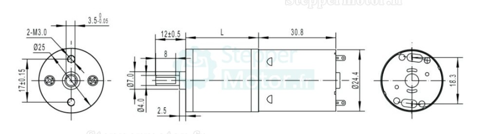 2 Pièces Φ24.4mm 6V/12V motoréducteur CC brushed moteur PMDC GM25-370CA avec réducteurs arbre parallèle