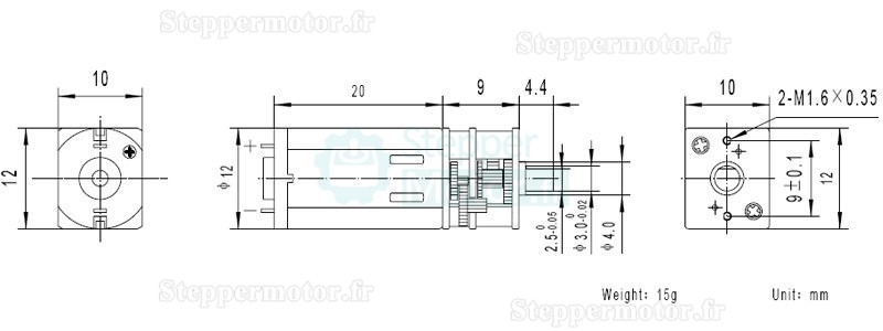 2 Pièces 6V/12V motoréducteur CC brushed PMDC GM12-N30VA avec rapport 10~1000 réducteurs arbre parallèle