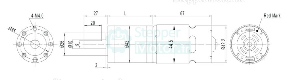 2 Pièces Φ42mm 12V/24V Motoréducteur CC brushed GMP42-775PM moteur PMDC avec rapport 4~720 réducteur planétaire