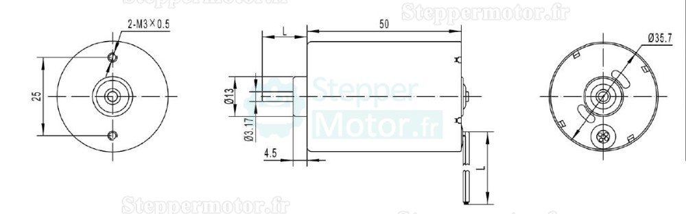 2 Pièces Moteur CC sans balais (moteur bldc) TEC3650 Φ35.8mm 12V/24V 200g.cm 5300tr/min / 3400tr/min arbre 3,175mm