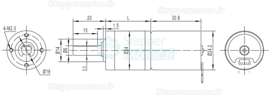 2 Pièces Φ24mm 12V/24V Motoréducteur bldc GMP24-TEC2430 5,0kg.cm 2,3W avec réducteur planétaire